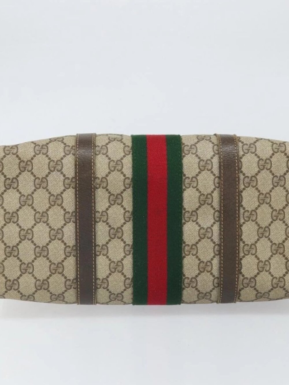 GUCCI GG Supreme Web Sherry Line Hand Bag PVC Beige Gold 24 012 3842 Auth ka2171 - Picture 7 of 16